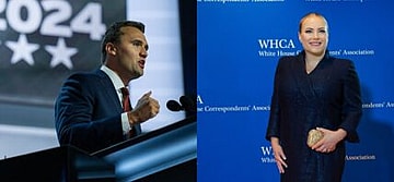 A photo collage of Charlie Kirk and Meghan McCain