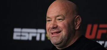 Dana White interacts with media after the UFC Vegas 16 event