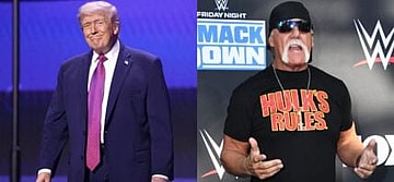 A side-by-side collage of Donald Trump and Hulk Hogan