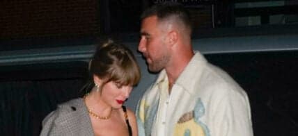 Taylor Swift and Travis Kelce attend the SNL afterparty in New York