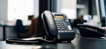 Telephone on a table.