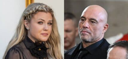 Erika Kirk, Joe Rogan photo collage