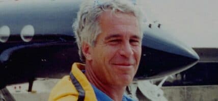 Jeffrey Epstein in front of a jet