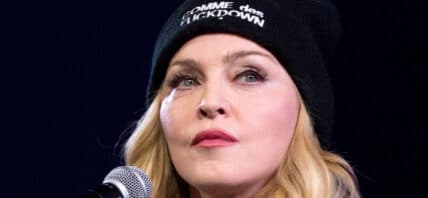 Madonna wearing a beanie