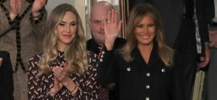 Melania Trump waves at the US Capitol in Washington