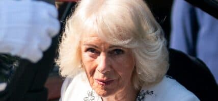 Queen Camilla exits car