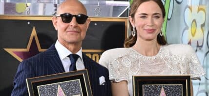 Stanley Tucci and Emily Blunt with Stars on Hollywood Walk of Fame
