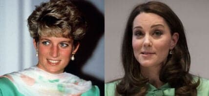 A photo collage of Princess Diana and Kate Middleton