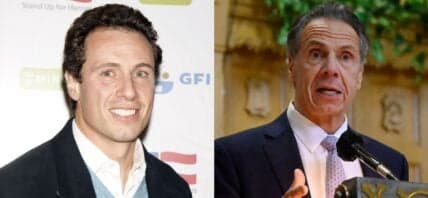 A side-by-side collage of Chris and Andrew Cuomo