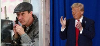 A side-by-side collage of Edward Norton and Donald Trump