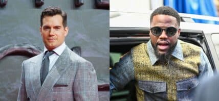 A side-by-side collage of Henry Cavill and Kevin Hart
