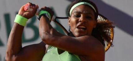 Serena Williams serves against Elena Rybakina