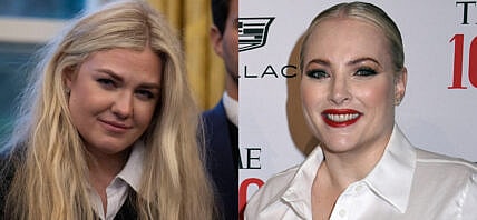 A photo collage of Erika Kirk and Meghan McCain