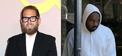 A photo collage of Jonah Hill and Kanye West-