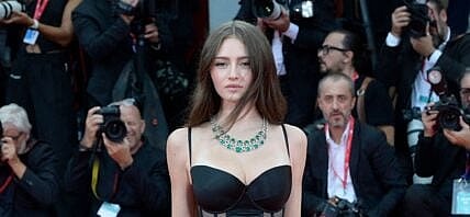 Leni Klum in a black dress