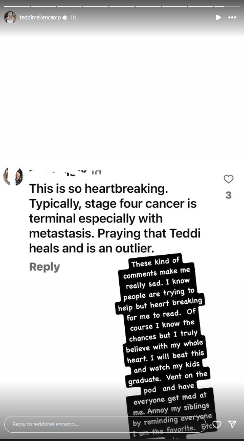 Teddi Mellencamp slams fan's comment