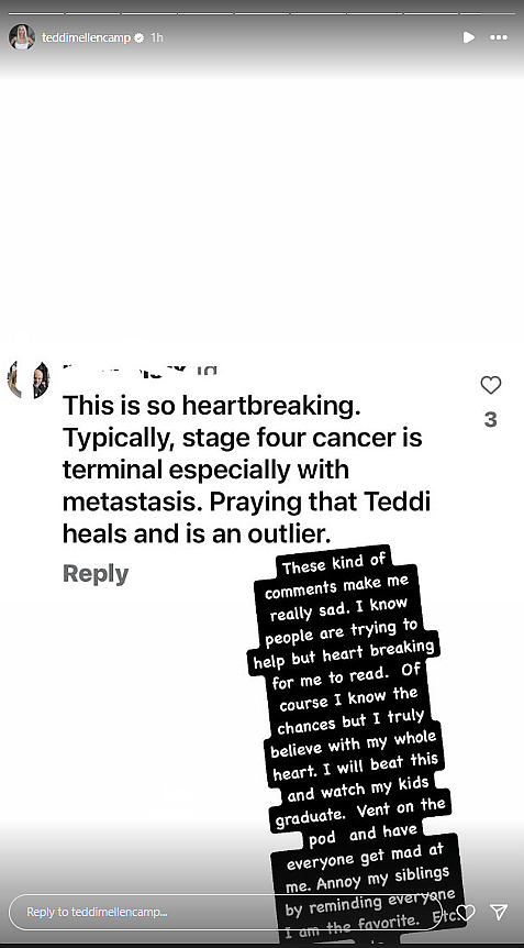 Teddi Mellencamp slams fan's comment