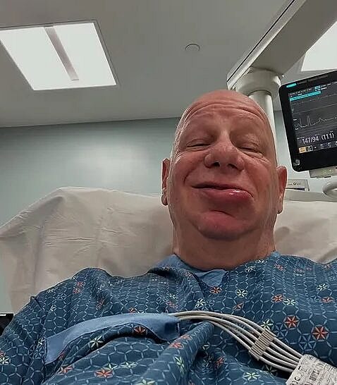 Jeff Ross in a hospital bed