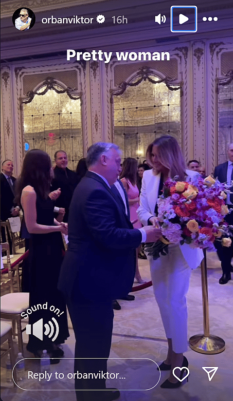 Melania Trump Stuns In White Power Suit For Formal Dinner With Her Husband & Hungarian PM