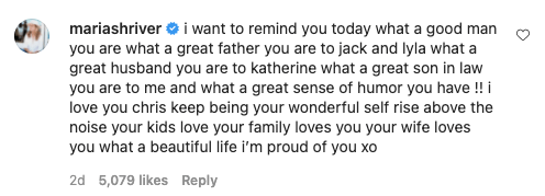 Maria Shriver's Instagram comment.