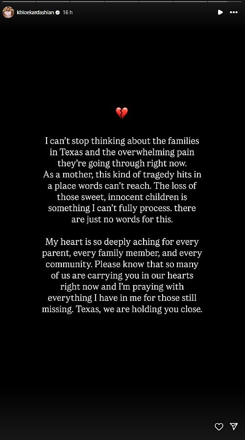 Khloe Kardashian Texas floods post