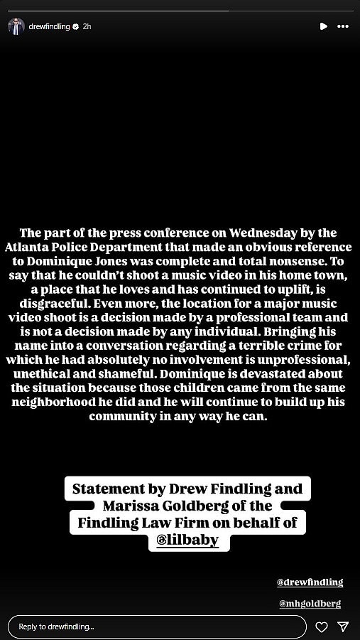 Lil Baby legal team's statement