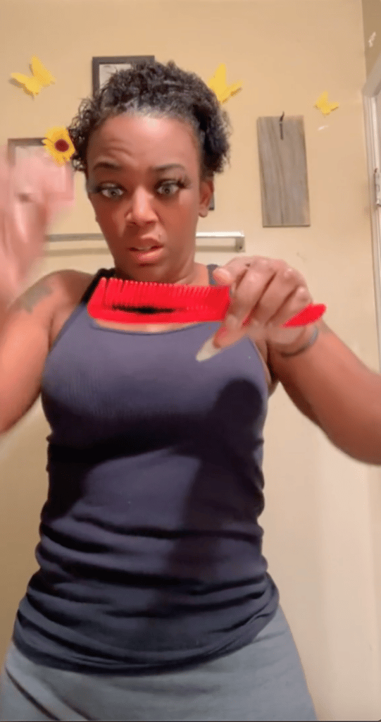 Tessica Brown showing off chunks of hair