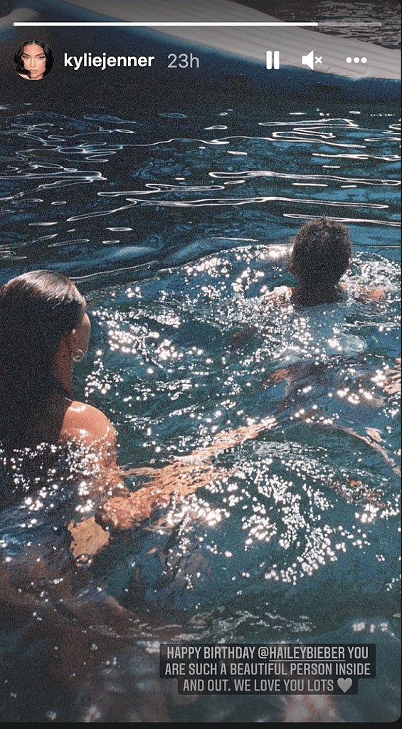 hailey bieber playing with stormi webster