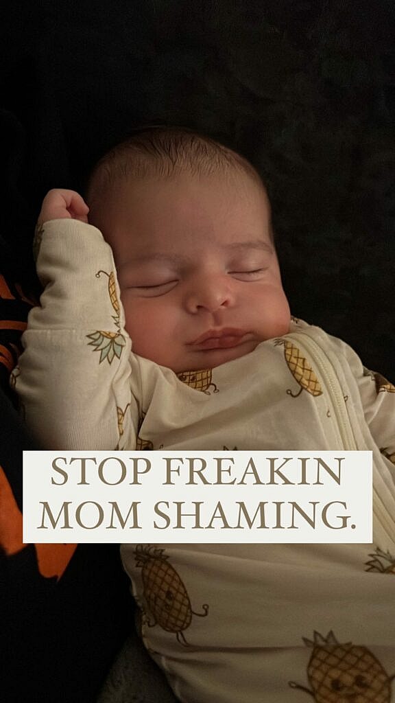 Tia Booth's Instagram story shot of her son