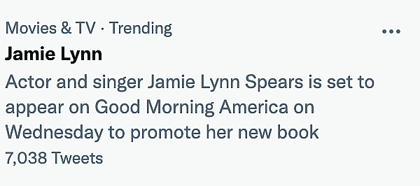 Jamie Lynn Spears' name trending
