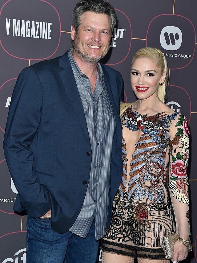 Blake Shelton & Gwen Stefani at Warner Music Group Pre-Grammy Party