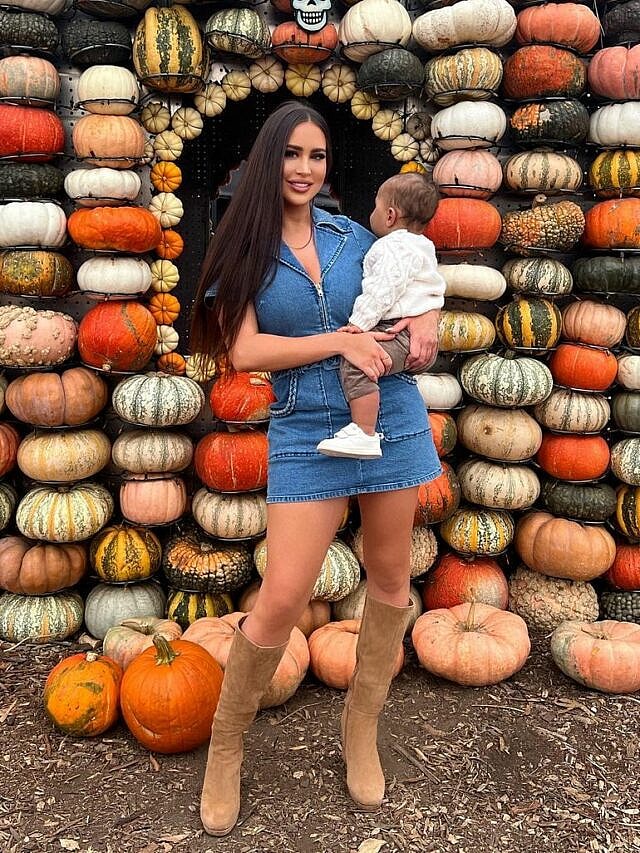 Maralee Nichols and son Theo enjoy Halloween