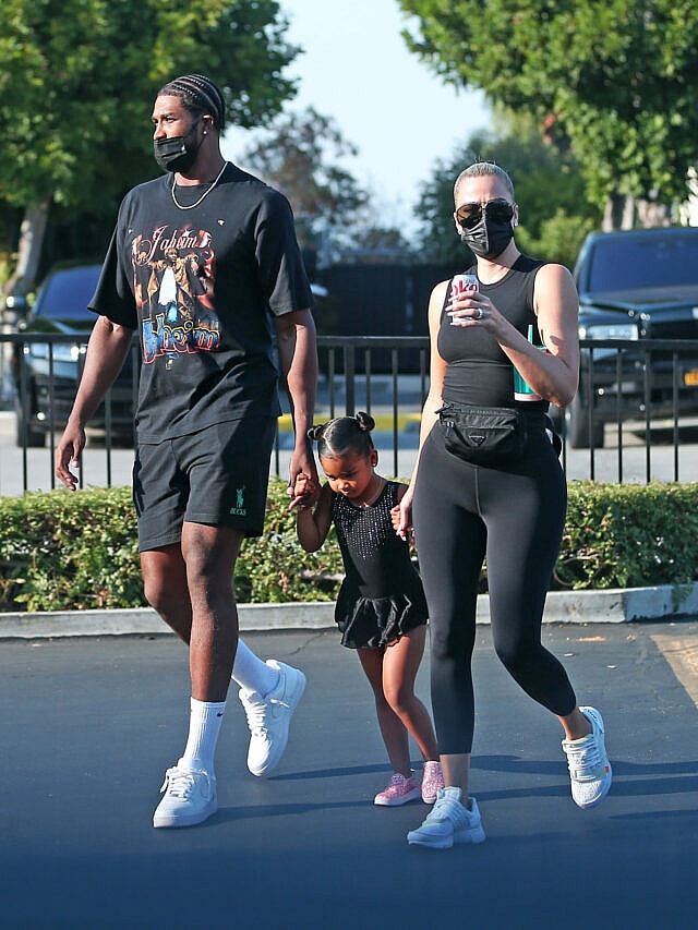 Khloe Kardashian and Tristan Thompson take their daughter True to her dance class