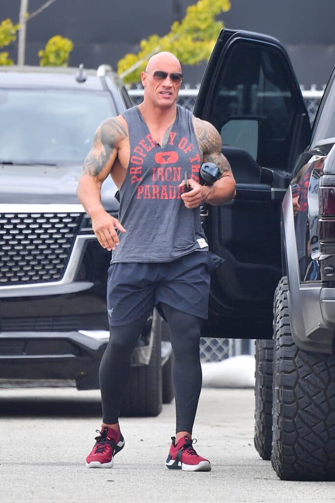 Dwayne apos The Rock apos Johnson heads to a movie set in Santa Monica
