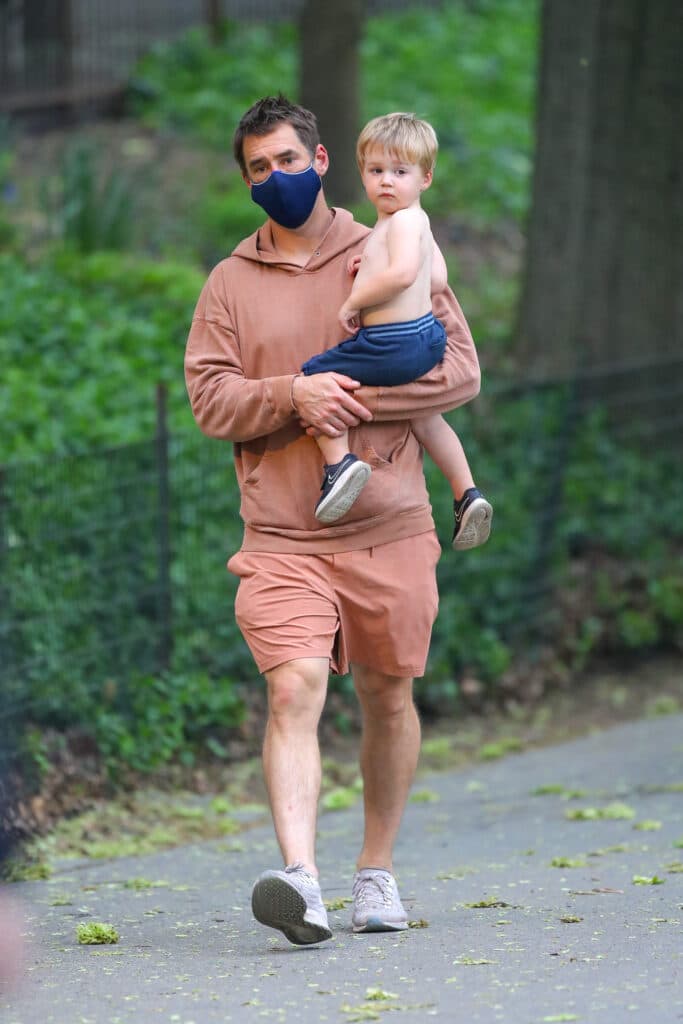 Amy Schumer seen with her son Gene David Fischer while on break from filming apos Life amp Beth apos in New York City