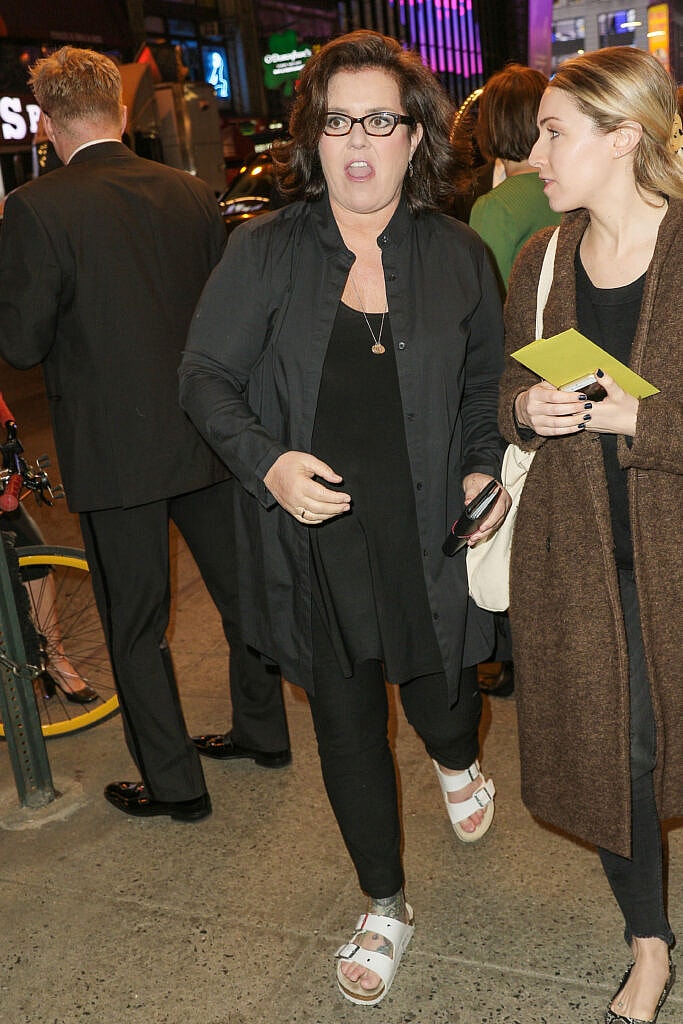 Rosie O apos Donnell and Uzo Aduba are seen arriving at Sunday In The Park With George opening held at the Hudson Theatre on Broadway New York City