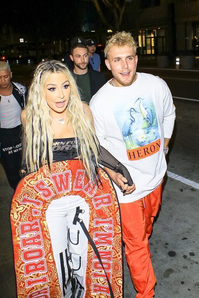 Tana Mongeau and Jake Paul outside Pornhub Awards at Orpheum Theatre