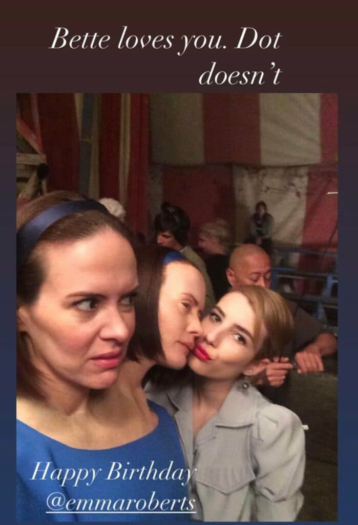 Sarah Paulson with two other women at what appears to be a behind-the-scenes event