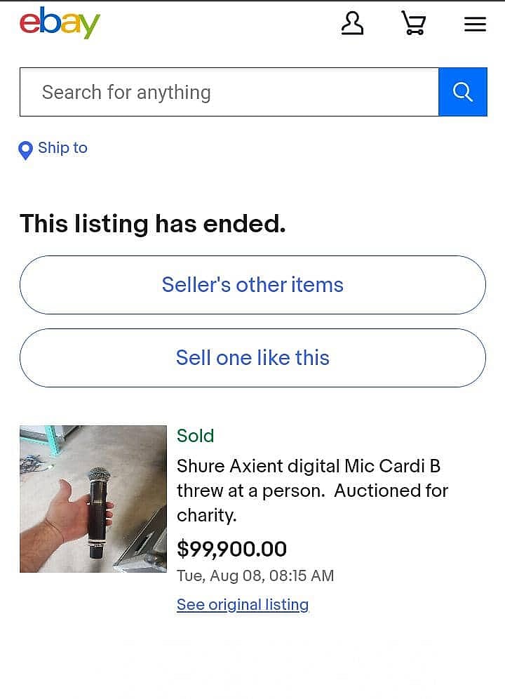 Cardi B's temper tantrum microphone sells for $99,000