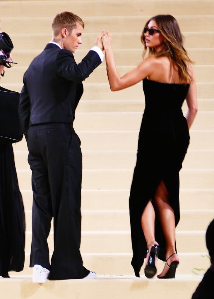 Justin Bieber and wife Hailey have a Mr amp Mrs Smith type moment as they show PDA at the Met Gala in NYC