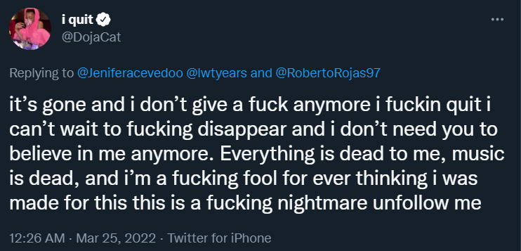 Doja Cat quits