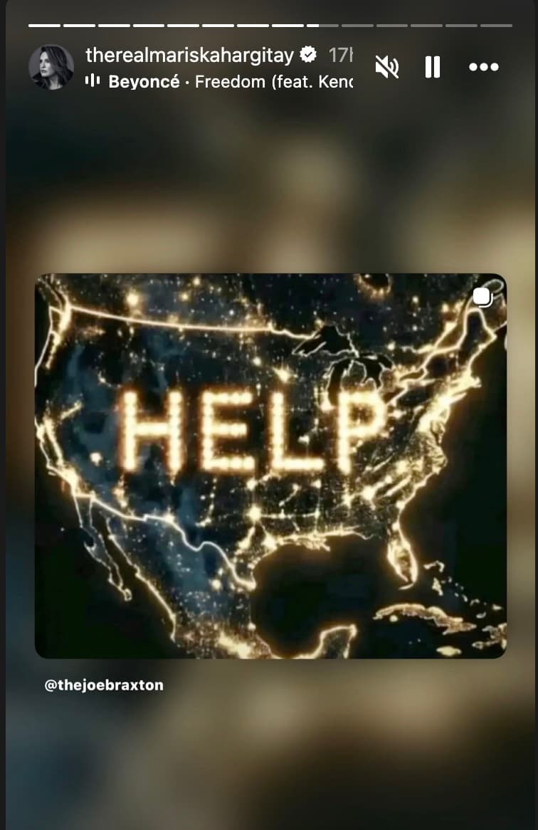 Mariska Hargitay's Instagram Stories of USA map
