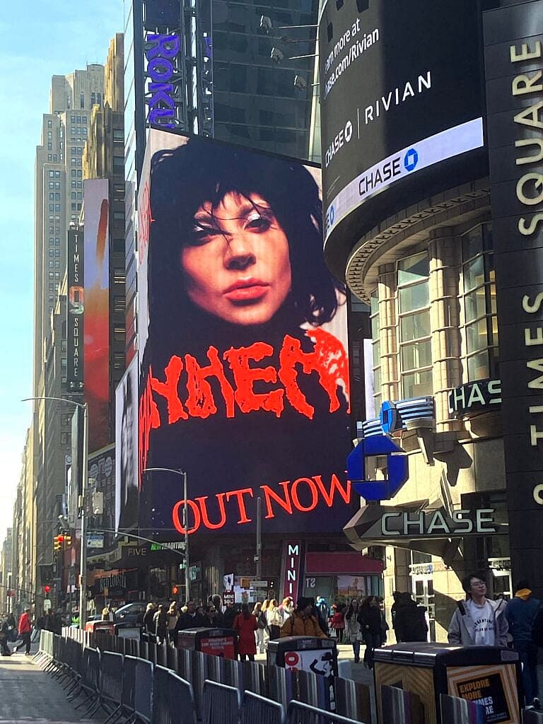 Lady Gaga's Mayhem on Broadway Marquees and Times Square Billboards in NYC