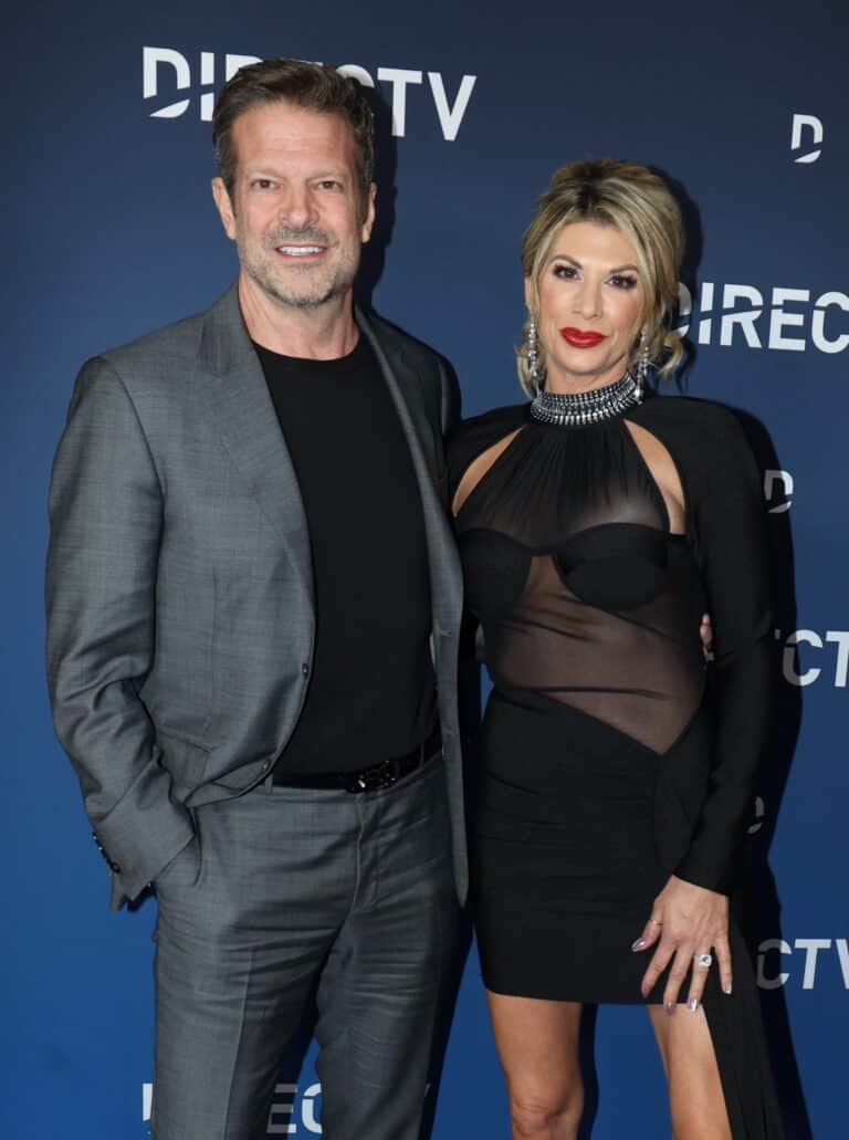 Alexis Bellino and John Janssen at Kathy Hilton's home for private holiday charity event