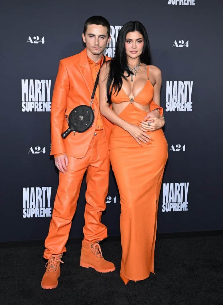Timoth&eacute;e Chalamet And Kylie Jenner at the Marty Supreme Los Angeles Premiere