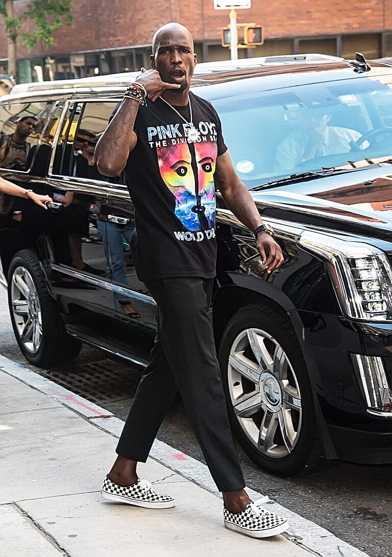 Chad Johnson on the sidewalk.