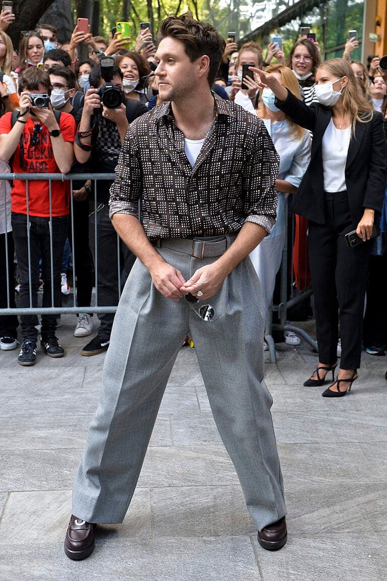 Niall Horan is seen at Armani Fashion Show Event during the Milan Fashion Week