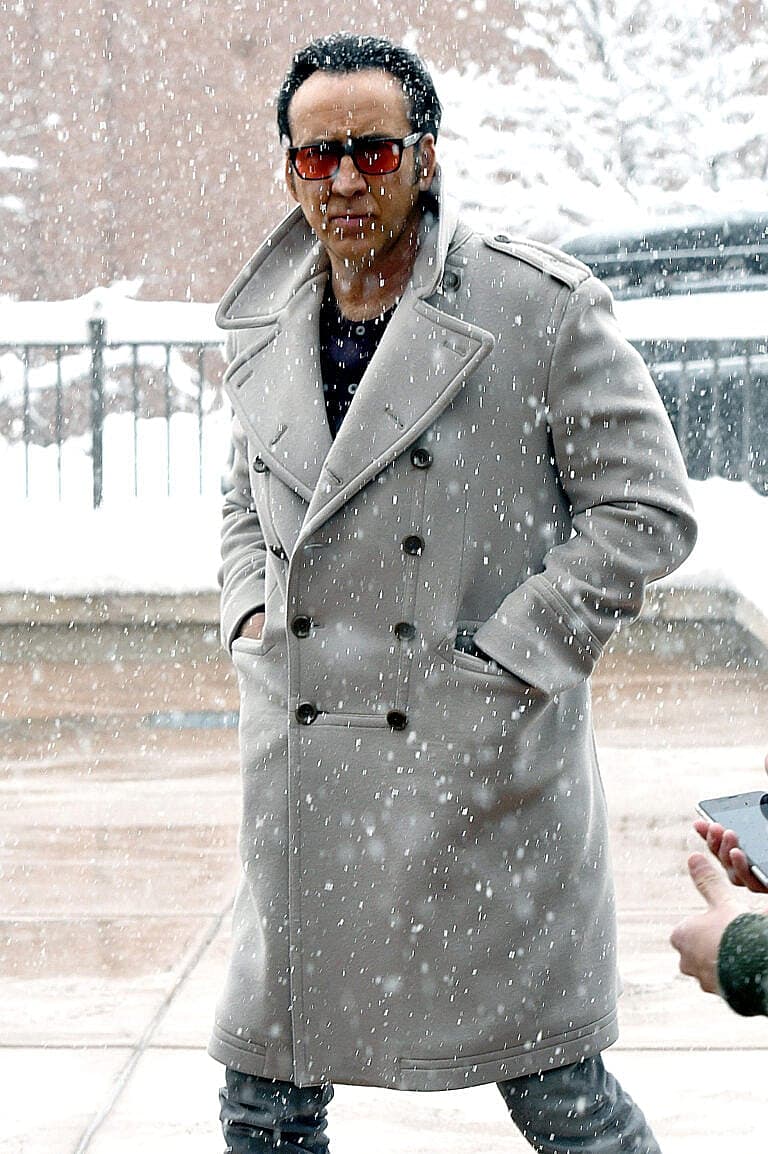 Nicolas Cage gets caught in a snow storm in Park City at the Sundance Festival