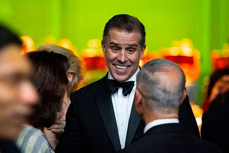 Hunter Biden smiling during a state dinner at the White House in Washington, DC, US, on Thursday, June 22, 2023.