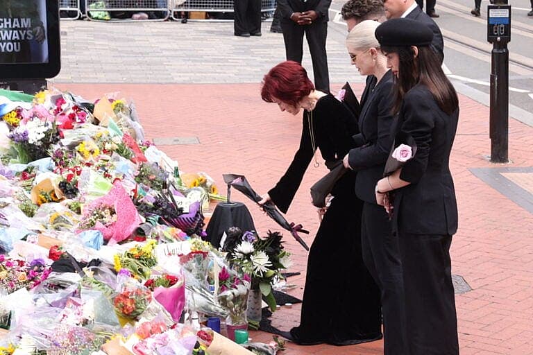 Sharon Osbourne and her family at the funeral procession of Ozzy Osbourne in Birmingham.